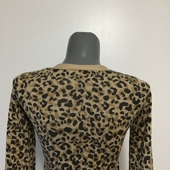 La Chapelle Leopard Print Deep V-Neck Button Front Cardigan Size XS - Picture 6 of 12